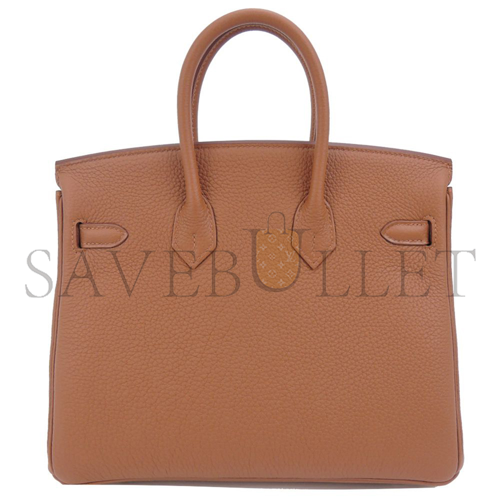 HERMES MASTER BIRKIN 25 TOGO LEATHER GOLDEN BROWN AMBER YELLOW SILVER BUCKLE BAG 1826222107982 (25*20*13cm)